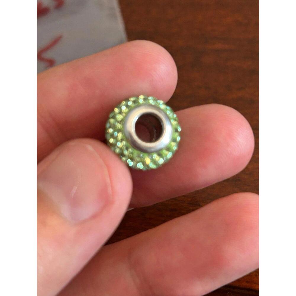 925 Sterling silver bead bracelet green x35 1.65g .5 inch